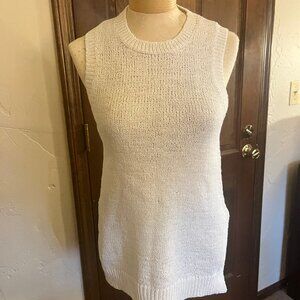 360 Sweater Women’s White Knit Sleeveless High Low Hem Top Size Small